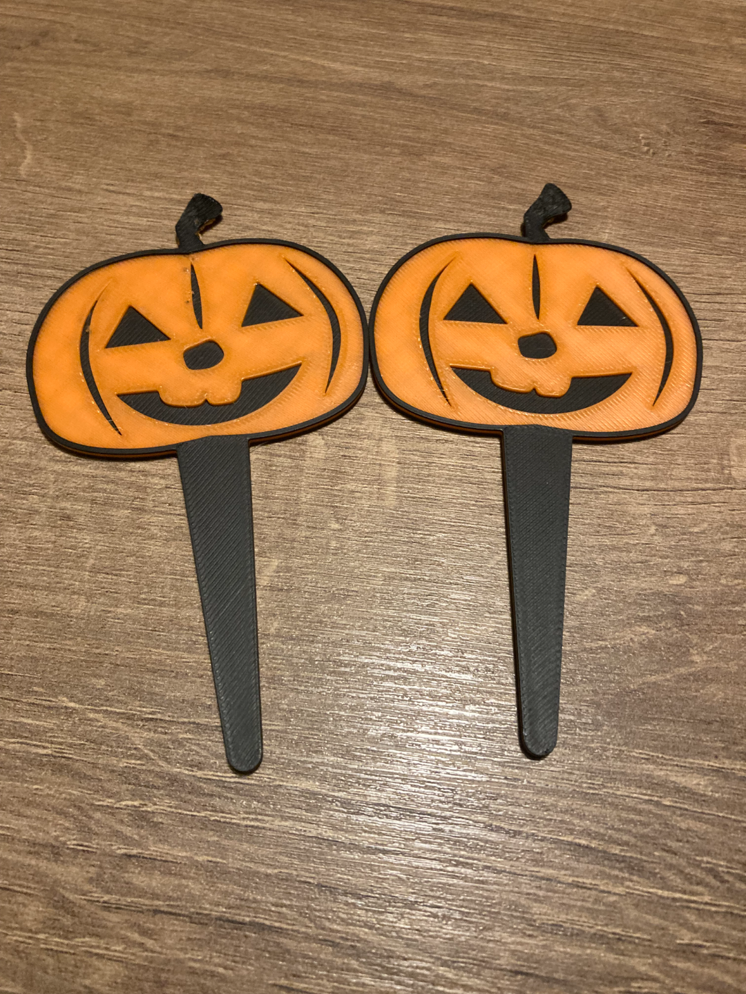 Set of 6 - 3D Printed Pumpkin Cupcake Toppers
