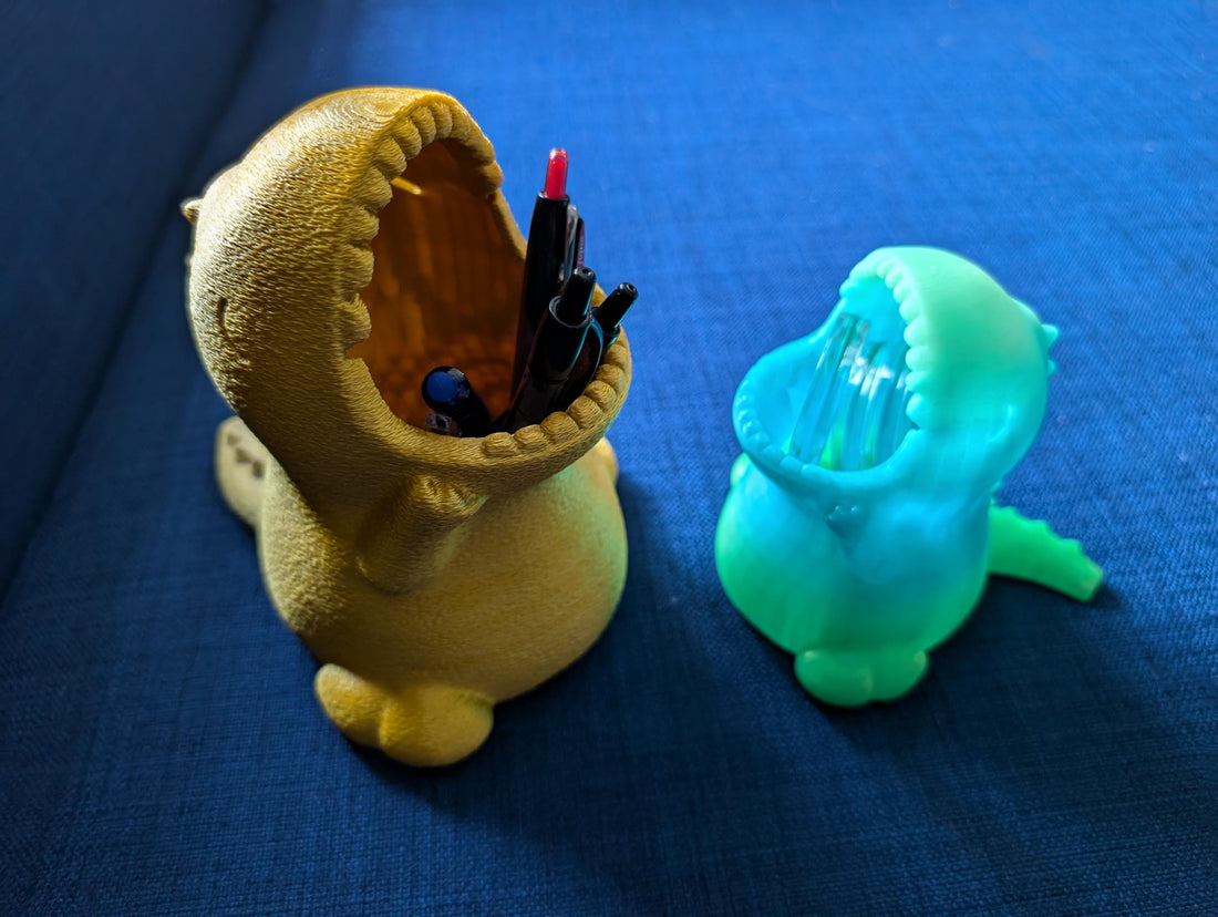 Dinosaur Pencil Holder, Fun Desk Organizer for Kids or Adults, 3D Printed Pen & Pencil Stand - Small or Large Size